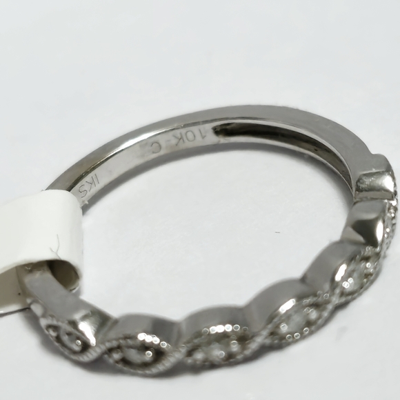 10K Gold 7 diamonds Milgrain Band Ring size 3.75 - Picture 5 of 12